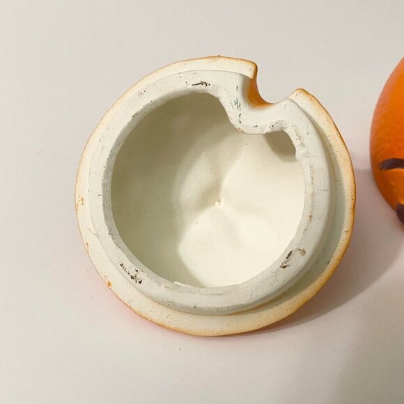 Vintage Orange Anthropomorphic Smiling Fruit Ceramic Sugar Bowl Googly Eyes - Picture 8 of 16
